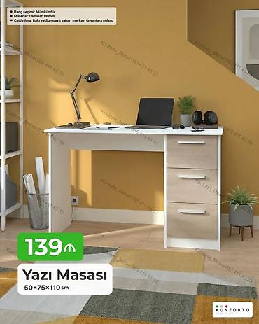 ofis masa: Düz masa, Stulsuz, Polkasız, Siyirməli, Sadə laminat — 1
