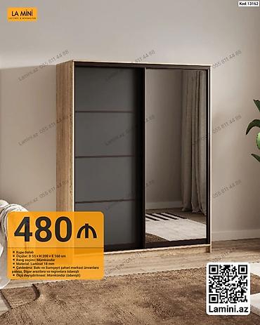 Kupe Dolab - Ölçü: D 55 x H 200 x E 160 sm - Material: Laminat 18 mm lalafo.az -da Kupe Dolab - Ölçü: D 55 x H 200 x E 160 sm - Material: Laminat 18 mm