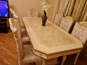 1 otaq: Для гостиной, Новый, Нераскладной, Прямоугольный стол, 4 стула, Азербайджан