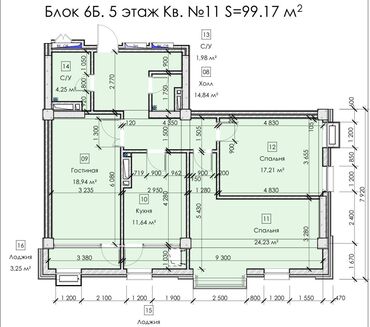 Продажа домов: 3 комнаты, 99 м², Элитка, 5 этаж, ПСО (под самоотделку)