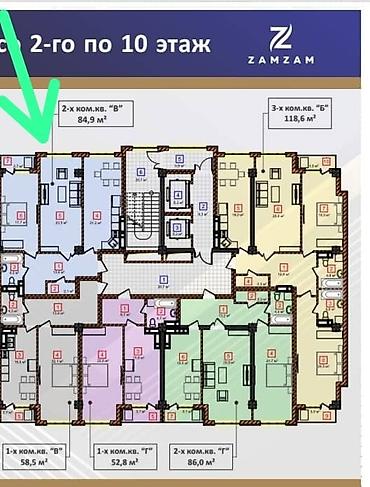 115: 2 комнаты, 84 м², Азия Молл Элитка, 9 этаж, ПСО (под самоотделку) — 2
