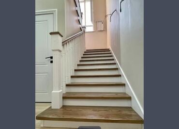 Деревянные лестницы: Каражыгач, сасна, дуб, фанера шпон, тапчан, стол, Темир каркас — 11