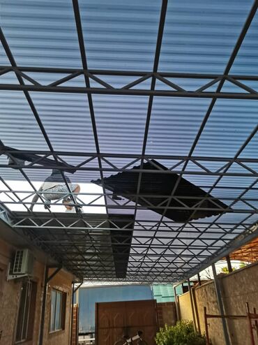 Сварка: Навес из поликарбоната с металлическим каркасом. Подходит для создания — 6