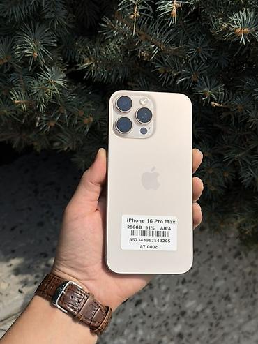 1 наушник: IPhone 16 Pro Max, Колдонулган, 256 ГБ, Desert Titanium, Заряддоочу түзүлүш, Коргоочу айнек, Каптама, Бөлүп төлөө менен, 91 % — 1