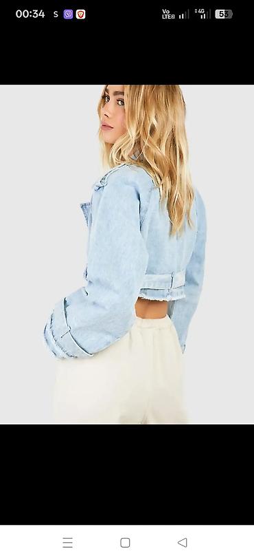 sako s: Boohoo crop dzins oversize jakna, 40 velicina — 5