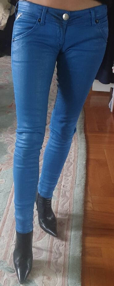 Farmerke: Replay skinny jeans waxed, voskirane farmerke, original. Plava boja — 7