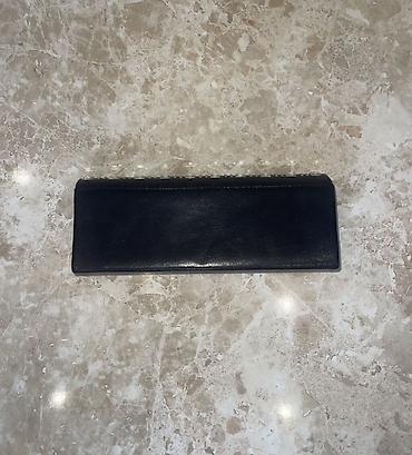 Portmone, pulqabıları: Qara dəri qadın pul qabı/klatç - Material: qara dəridən - Ön üz — 2