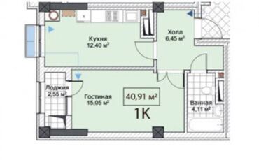 1 комнатная квартира в тунгуче: 1 комната, 40 м², Элитка, 9 этаж