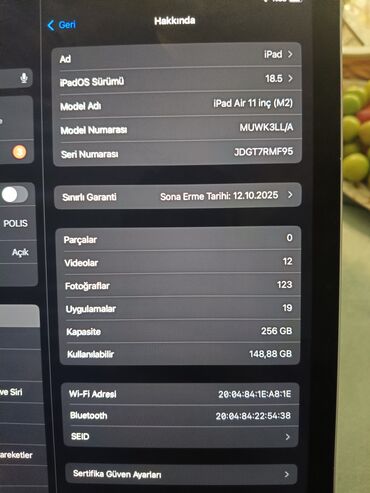 Apple iPad: İPAD AİR 11 inç (M2) tecili satilir heç bir problemi yoxdu.karopka
