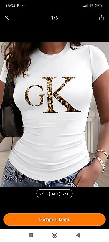 ges torbe: Ženska majica kratkih rukava sa zlatnim “GK” printom - Boja: bela - — 4