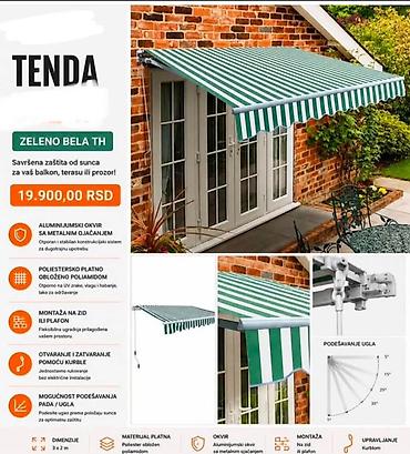 cvetici: ☀️ TENDA 3×2 m ZELENO-BELA Uživajte u prijatnoj hladovini na terasi — 1