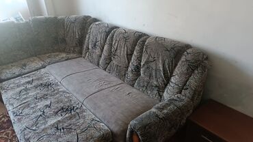 угловой диван с креслами: Угловой диван, цвет - Серый, Б/у
