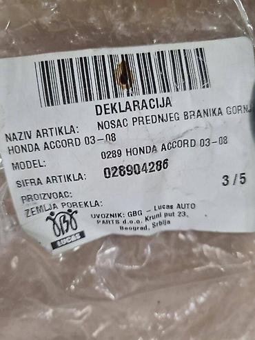 Ostali delovi karoserije: NOSAC BRANIKA GORNJI LEVI ZA HONDA ACCORD OD 2003. DO 2007. GOD — 2