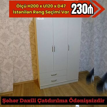 Dolablar: Qarderob, paltar dolabı, 3 qapılı, Açılan, Düz dolab, Azərbaycan