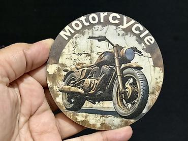perde aksesuar: Retro motosiklet temalı dairəvi altlıqlar (koasterlər) – 9 ədəd dəst — 6