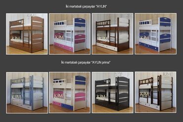 İkimərtəbəli uşaq çarpayıları: Oğlan və qız üçün, Yeni, Çarpayı, Matras ilə, Siyirməli, Taxta — 8