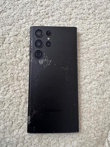 ses yazan aparat satisi: Samsung Galaxy S22 Ultra, 256 GB, rəng - Qara, Qırıq — 1