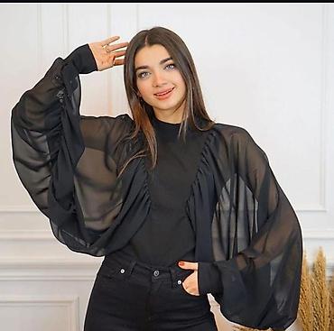 parca salvar: Şifon qolları olan qadın bluz - Rəng: ağ (fotoda oxşar modelin qara — 2