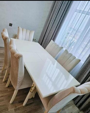 bagca stolu: Qonaq otağı üçün, Dördbucaq masa, 6 stul