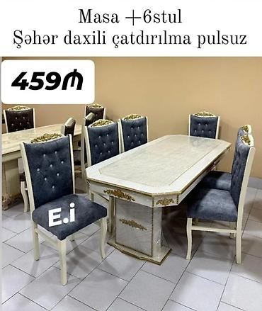 islenmis stol stullar: Yeni, Açılmayan, Dördbucaq masa, 6 stul — 1