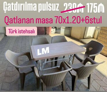 türk sobasi: Yeni Plastik masa dəsti📌 Türk istehsalı masa+6STUL 📌 Qiymət: 175₼