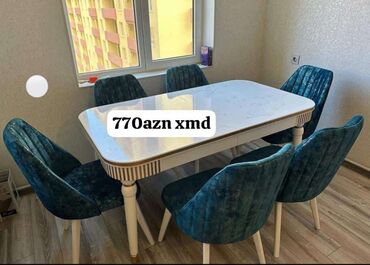 qonaq otagi ucun stol stul: Для гостиной, Новый, Прямоугольный стол, 6 стульев