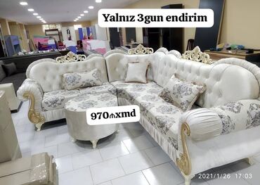 Masa və oturacaq dəstləri: Künc divan, Yeni, Açılmayan, Bazasız, Parça, Şəhərdaxili pulsuz çatdırılma