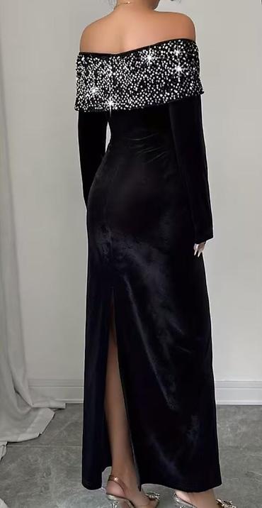 Ziyafət donları: Məhsul təsviri: 1) Qara samt uzun don - Model: ofşolder (çiyin açıq) — 2