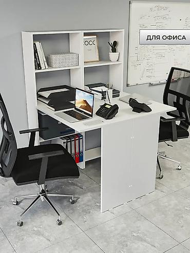 Компьютерные столы: Компьютерный стол 2-в-1 со стеллажом - Функционал: рабочая — 8