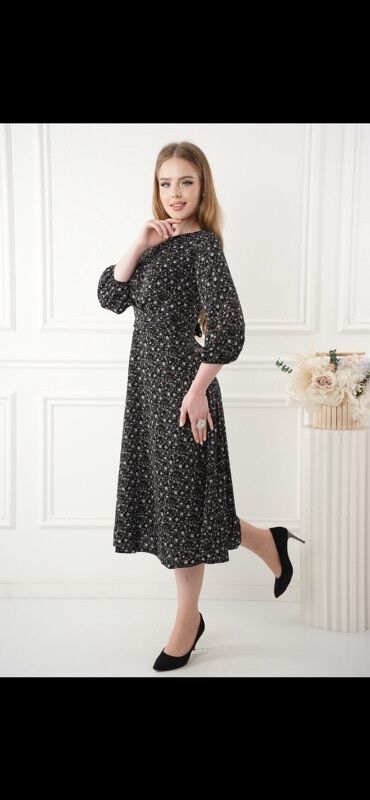 Повседневные платья: Элегантное женское платье миди с длинными рукавами, идеально — 11