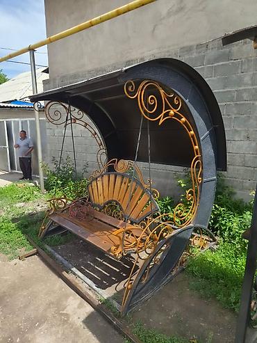 Садовые качели Металл, Со спинкой, С крышей