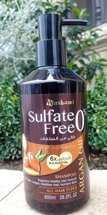 fensiz saç duzlesdirmek: Washami Arqanli Keratin Sampunu, Sulfatsuz. 800ml. Boyuk olcu