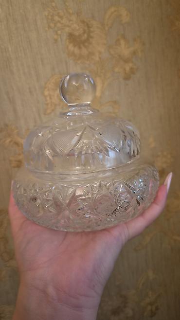 suse qab: Kəsimli şüşədən qapaqlı qabaq (şirniyyat/qənd qabı) - Material — 1