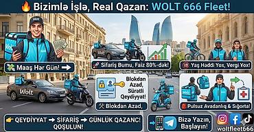 Moto-kuryer tələb olunur, İşəmuzd ödəniş, 6 ildən artıq təcrübə