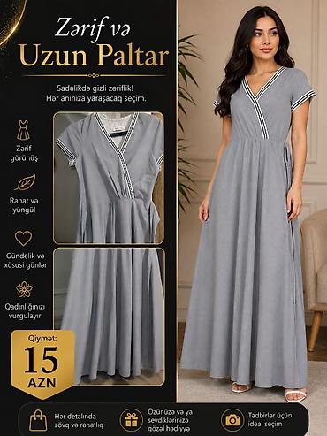 şəkli: Zərif və rahat paltar kolleksiyası 1) Sarı-gümüş naxışlı midi paltar — 7