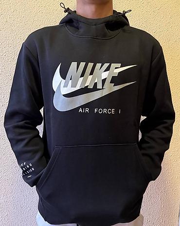 военные одежда: Мужское худи с капюшоном Nike Air Force I - Модели: черное с — 3