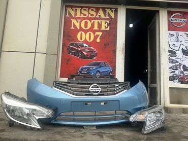 Bamperlər, buferlər: Nissan Note üçün ön bamper və farlar dəsti. Bamper açıq mavi rəngdədir