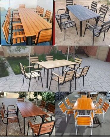 Bağ, çöl masa və oturacaq dəstləri: Yeni, Dördbucaq masa, 6 stul, Açılmayan, Stullar ilə, Taxta, Azərbaycan — 4