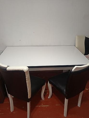 heyet stol stul: Qonaq otağı və mətbəx üçün masa-stul dəsti. Dəstə 1 ədəd düzbucaqlı — 5