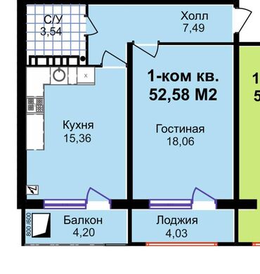Продажа домов: 1 комната, 53 м², Элитка, 7 этаж, ПСО (под самоотделку)