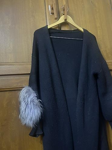oversize jaket: Qadınlar üçün uzun kardiqan/palto tipli üst geyim. - Rəng: qara - — 2
