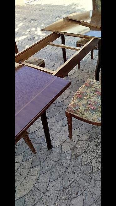 Qonaq otağı üçün uzadıla bilən yemək masası və 6 ədəd stul dəsti -