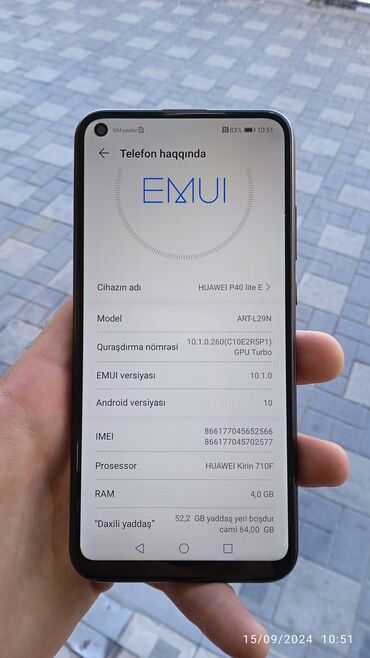 huawei p60 pro qiymeti: Huawei P40 lite E, 64 GB, rəng - Qara, Barmaq izi, İki sim kartlı