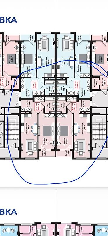 2 комнаты, 58 м², Южная Магистраль Элитка, 4 этаж, ПСО (под самоотделку)