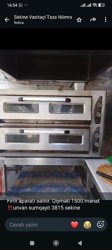 Fırın aparatı satılır. Qiyməti 1500 manat‼️unvan sumqayit 3815 sekine