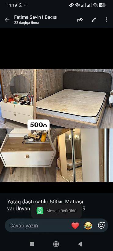 Yataq dəsti satılır 500₼. Matrası var.Ünvan səbail. 5141. Fatimə99