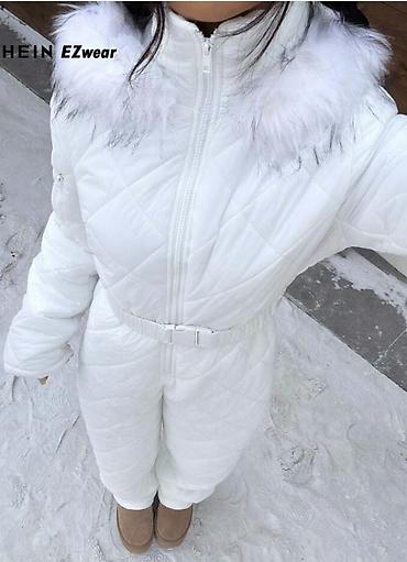Ski jakne: Ženski zimski skijaški kombinezon(skafander) – beli, prošiven — 6