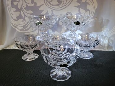 Čaše: Case nove kristal Zajecar za poslastice iz 70ih. Case kristal,za — 4