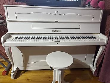 Rönisch upright pianino – klassik dizaynlı, ağ rəngli korpus