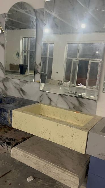Santexnika: Mərmər hamam lavabosu və üstü – birblok monolit dizayn Məhsul — 7